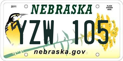 NE license plate YZW105