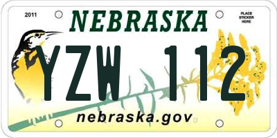 NE license plate YZW112