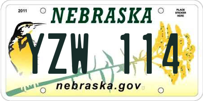 NE license plate YZW114