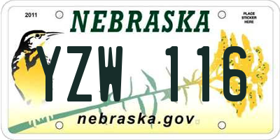 NE license plate YZW116