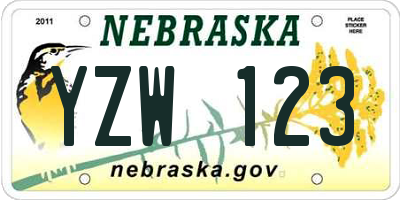 NE license plate YZW123