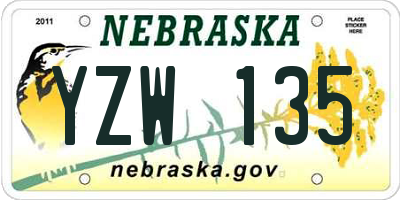 NE license plate YZW135