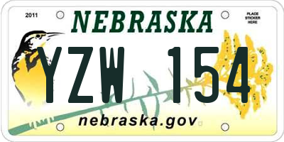 NE license plate YZW154