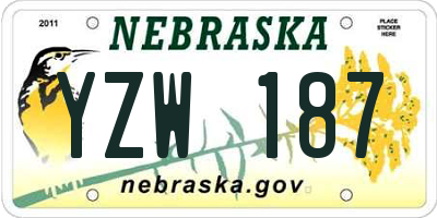 NE license plate YZW187