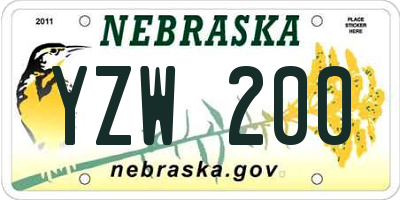 NE license plate YZW200