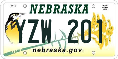 NE license plate YZW201