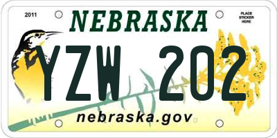 NE license plate YZW202