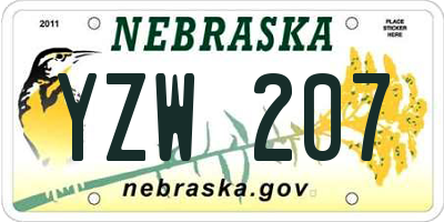 NE license plate YZW207