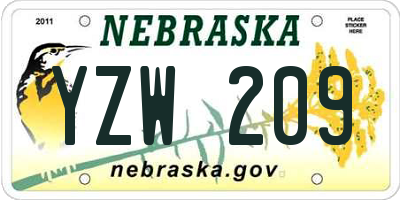 NE license plate YZW209