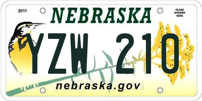 NE license plate YZW210