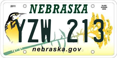 NE license plate YZW213