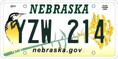 NE license plate YZW214