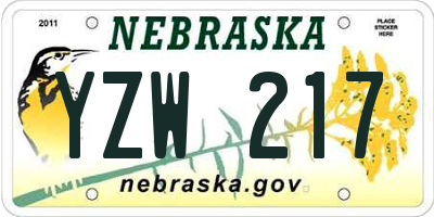 NE license plate YZW217