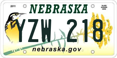 NE license plate YZW218