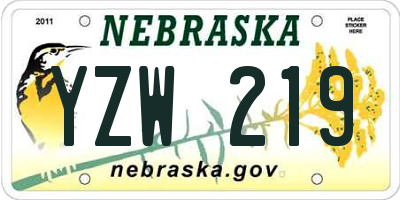 NE license plate YZW219