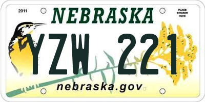 NE license plate YZW221