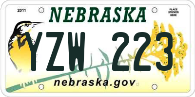 NE license plate YZW223