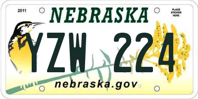 NE license plate YZW224