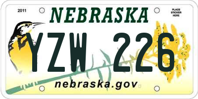 NE license plate YZW226