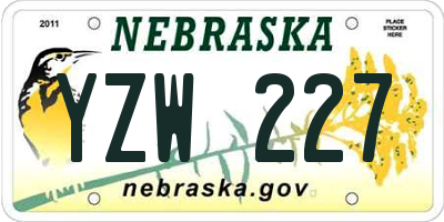 NE license plate YZW227