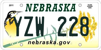 NE license plate YZW228