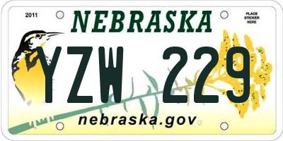 NE license plate YZW229