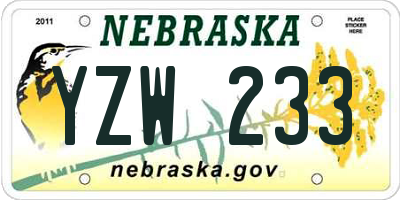 NE license plate YZW233
