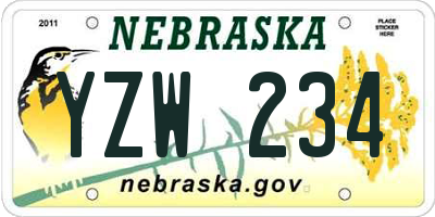 NE license plate YZW234
