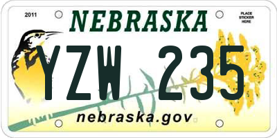 NE license plate YZW235
