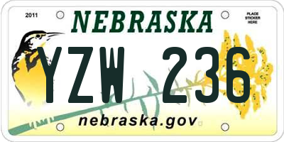 NE license plate YZW236