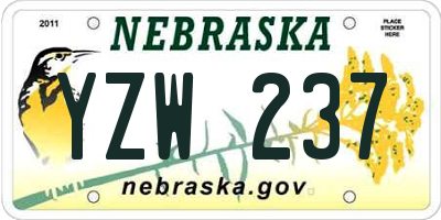 NE license plate YZW237