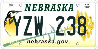 NE license plate YZW238