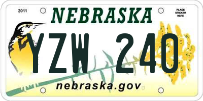 NE license plate YZW240