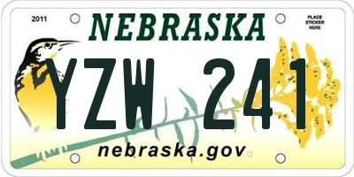 NE license plate YZW241