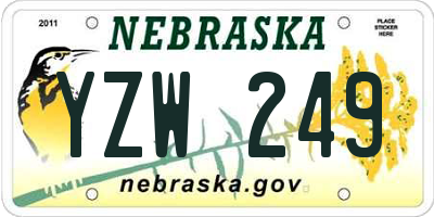 NE license plate YZW249