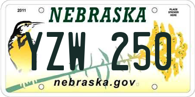 NE license plate YZW250