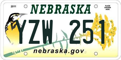 NE license plate YZW251