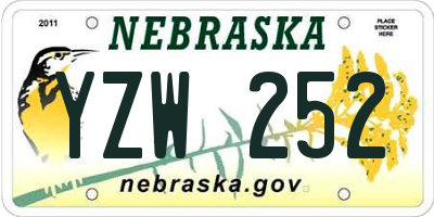 NE license plate YZW252