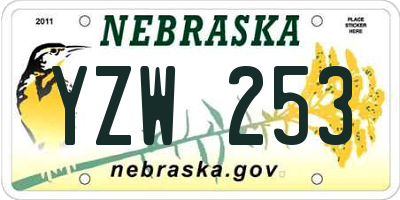 NE license plate YZW253
