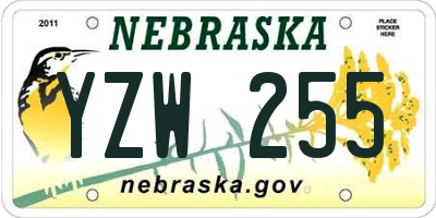 NE license plate YZW255
