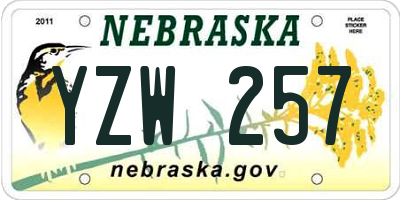 NE license plate YZW257