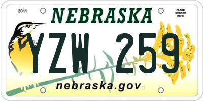 NE license plate YZW259