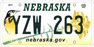 NE license plate YZW263
