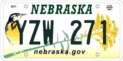 NE license plate YZW271