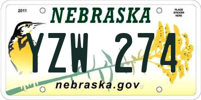 NE license plate YZW274
