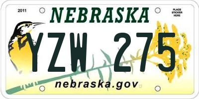 NE license plate YZW275