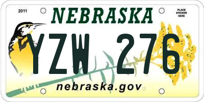 NE license plate YZW276
