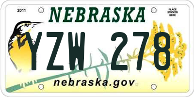 NE license plate YZW278