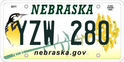 NE license plate YZW280