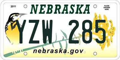 NE license plate YZW285